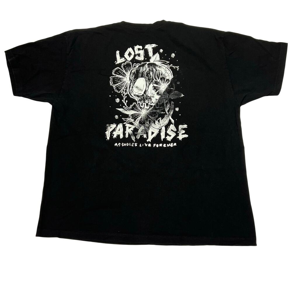 As*holes Live Forever Lost Paradise Graphic T Shirt Mens XXL Black Skull Tee